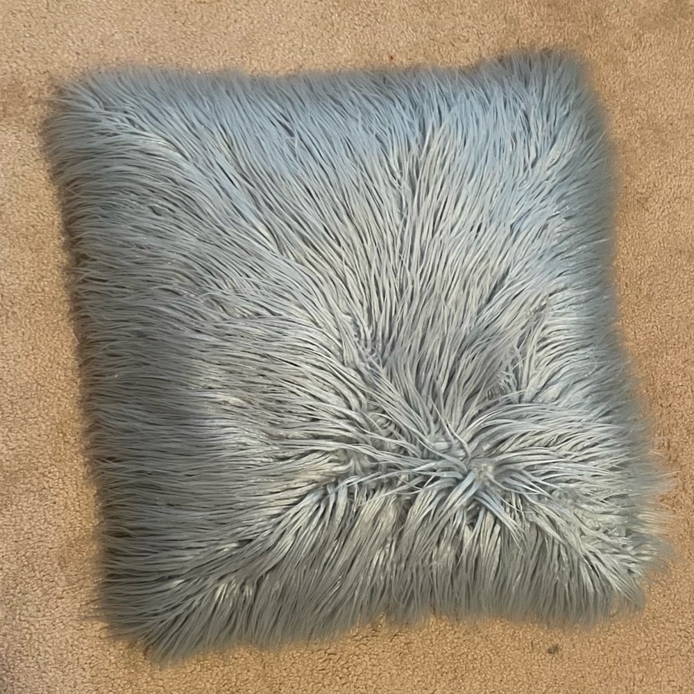 fluffy aqua accent pillow